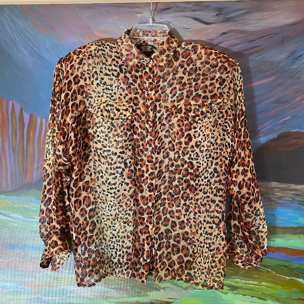 Vintage Yvan & Marzia Paris silk animal print sheer Blouse